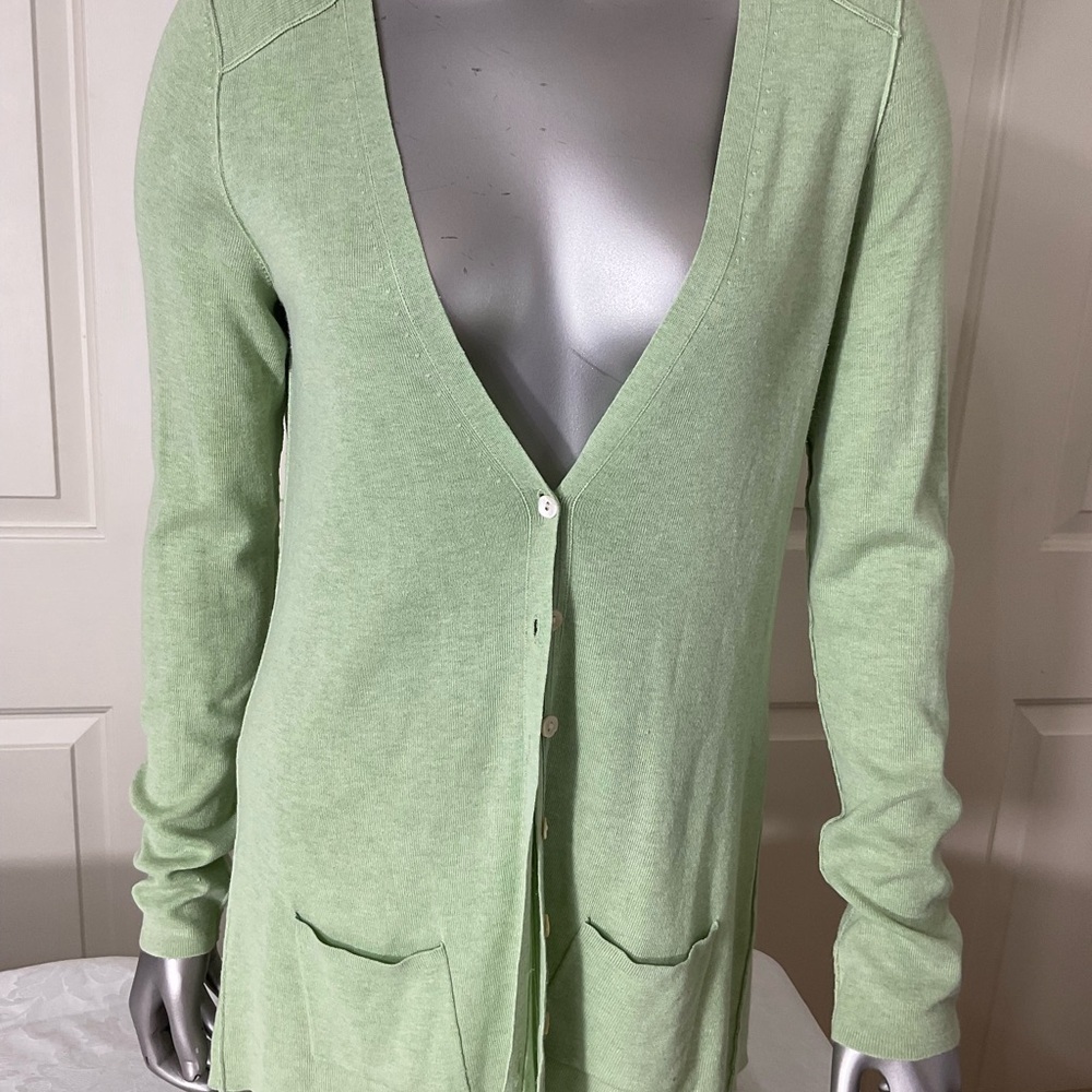 Banana Republic Womens Fall Casual Silk Blend Green Cardigan Sweater Size Medium - Picture 4 of 10